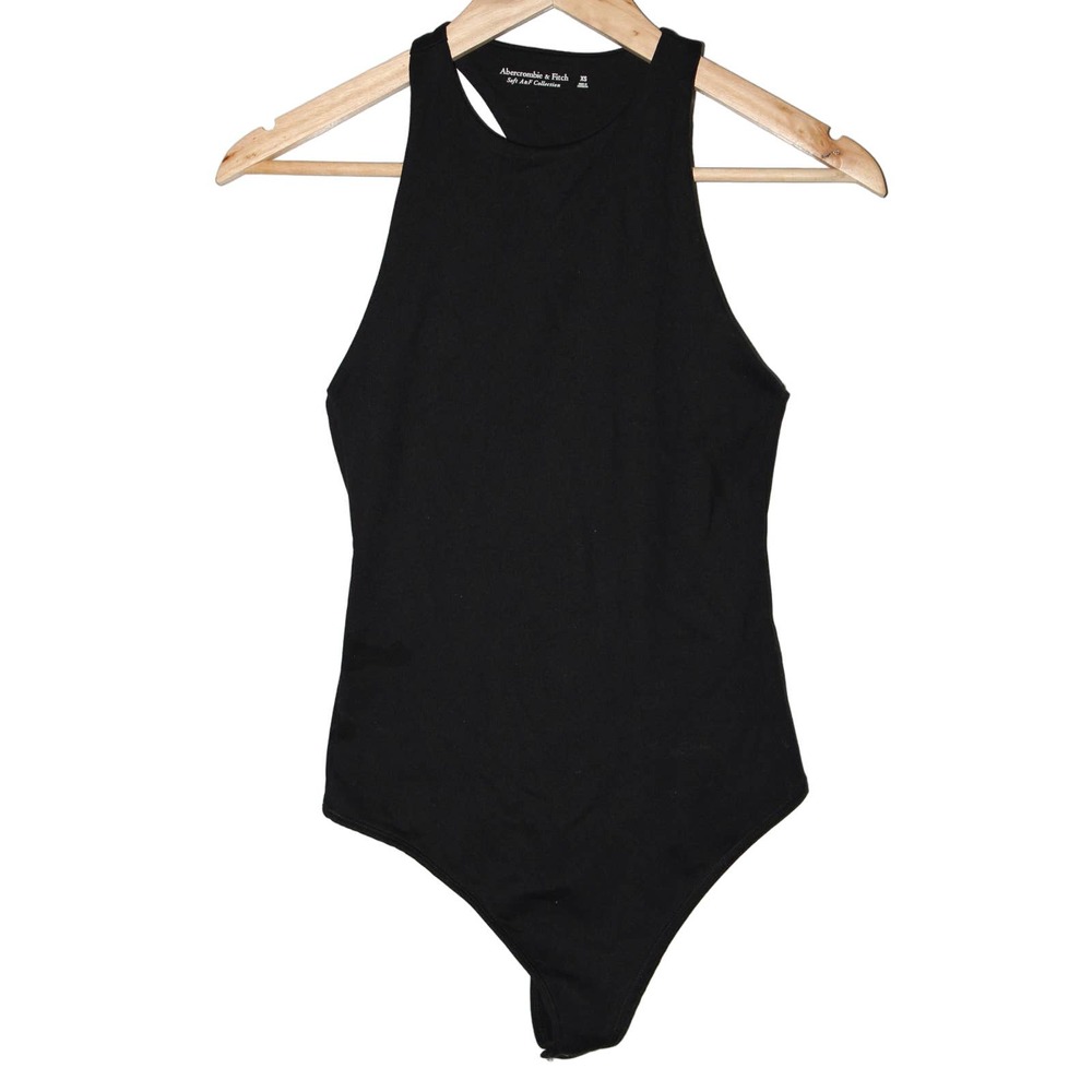 Women's Abercrombie & Fitch Soft A&F Black Elastic Cutout Bodysuit Top Size XS